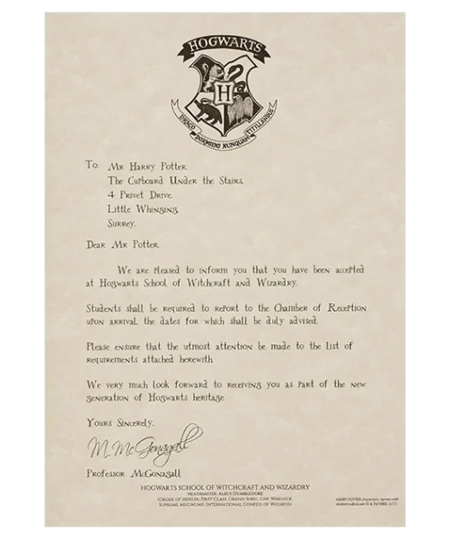 Warner Bros Best Sellers Personalised Hogwarts Acceptance Letter 12 Warner Bros Best Sellers Personalised Hogwarts Acceptance Letter
